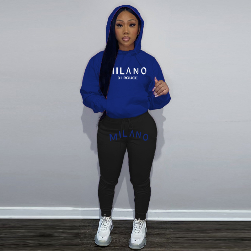N8222M39 Ευρωπαίες και Αμερικανίδες Γυναικείες Βελούδινες Μπλούζες με Κουκούλα, Αθλητικό Σετ με Στάμπα και Κασκόλ