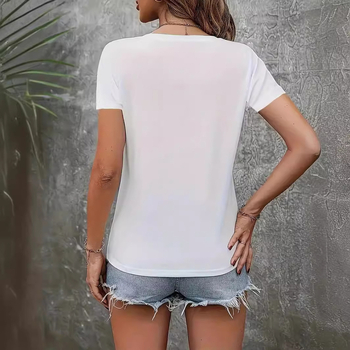 2025-ös európai és amerikai külkereskedelmi, határokon átnyúló női póló, Amazon, eBay, AliExpress, nyári új, V-nyakú, rövid ujjú női felső.