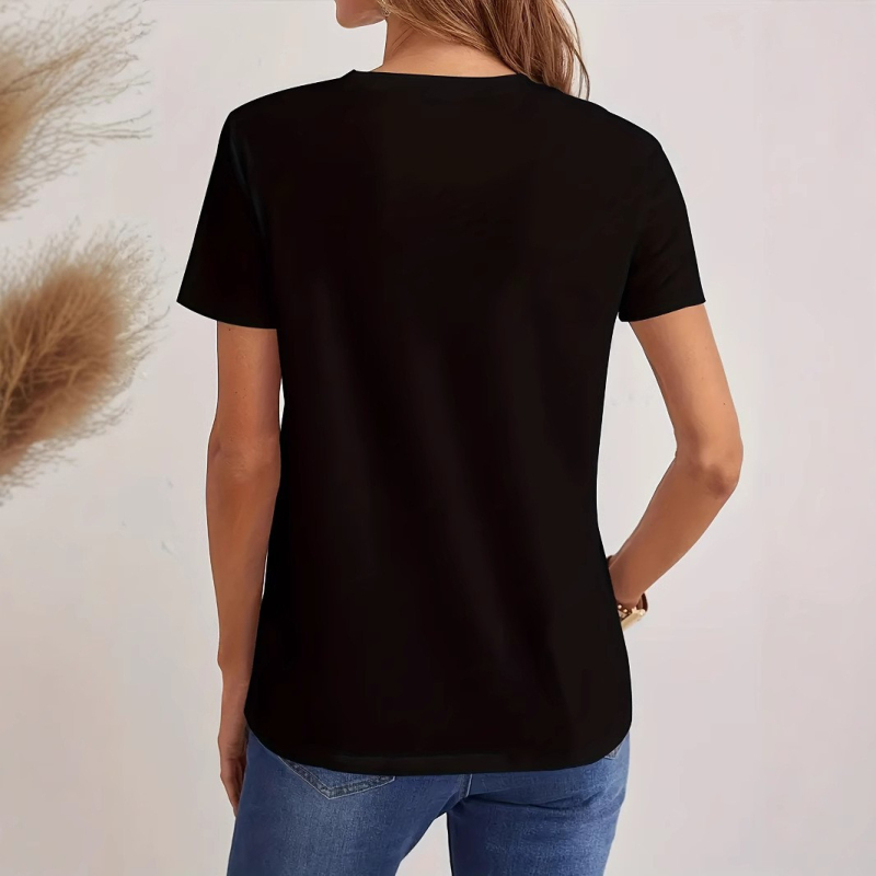 2025-ös európai és amerikai külkereskedelmi, határokon átnyúló női póló, Amazon, eBay, AliExpress, nyári új, V-nyakú, rövid ujjú női felső.