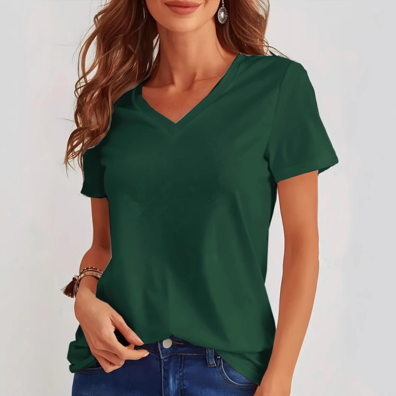 2025-ös európai és amerikai külkereskedelmi, határokon átnyúló női póló, Amazon, eBay, AliExpress, nyári új, V-nyakú, rövid ujjú női felső.