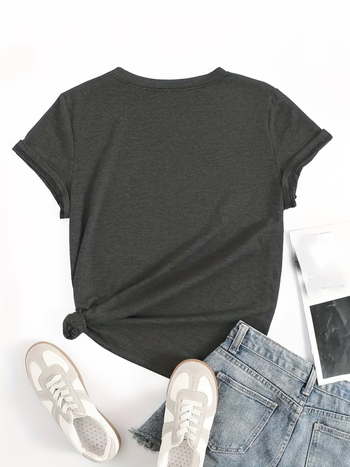 Női divatos végtelen és szív mintás póló - hétköznapi viselet