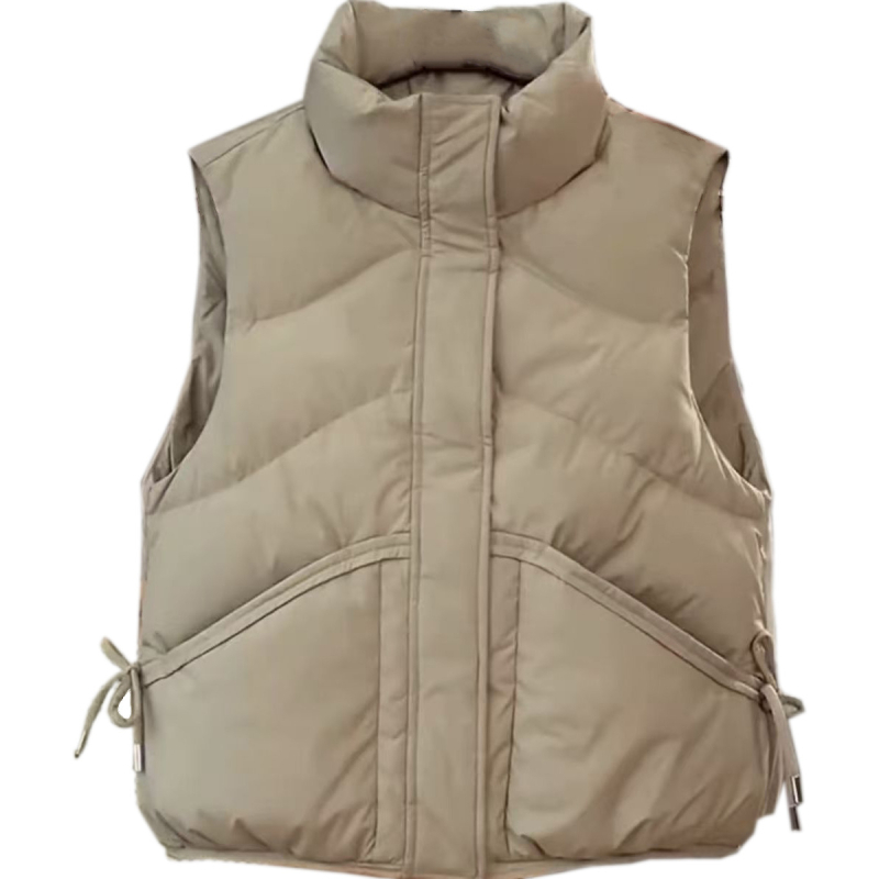 2024 m. žieminė nauja pūkinė liemenė moterims, madinga, suvarstoma apykakle, laisvalaikio stiliaus, balta, pūkinė, šilta, visų rungtynių, Pinghu