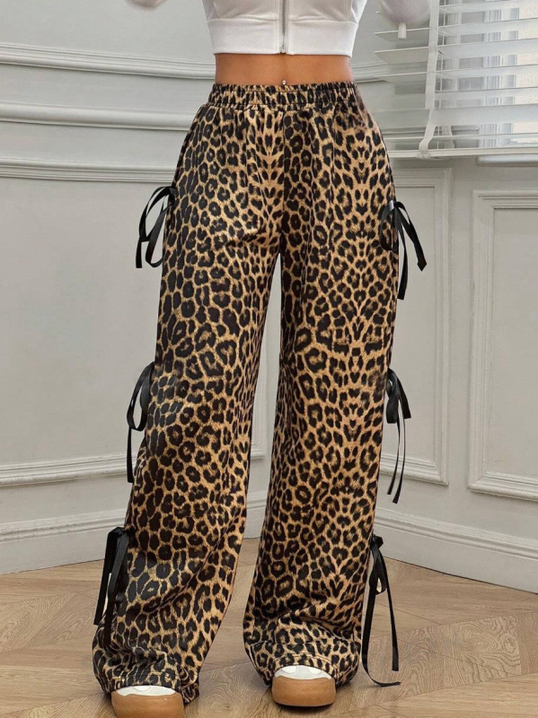 2025 Új, határokon átnyúló, hétköznapi, masnis, kontrasztos színű, húzózsinóros, sport- és alkalmi nadrág nőknek