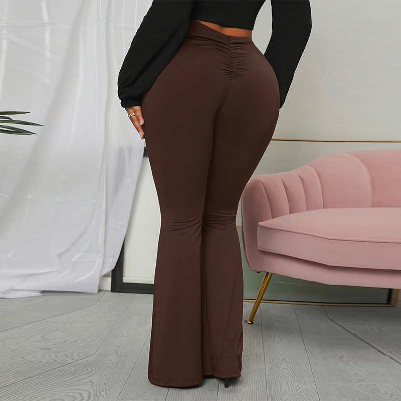 Tarptautinės užsienio prekybos moteriški drabužiai 2024 m. rudens naujos europietiškos ir amerikietiškos temperamento vienspalvės plius dydžio platėjančios kelnės, aptemptos, tamprios kelnės