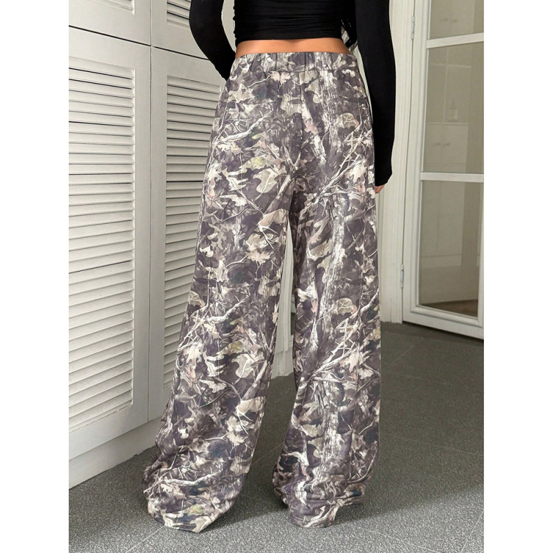 Határokon átnyúló külkereskedelmi európai és amerikai ágmintás lezser nadrágok tavaszi és őszi új egyenes, magas derekú, bő szárú nadrágok raktáron haj