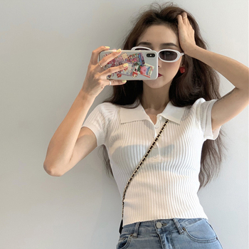 1193-as női nyári rövid ujjú, jég selyemből készült, kötött, rövid ujjú felső, vékony, népszerű póló, női, szuper meleg 2020-as új stílus