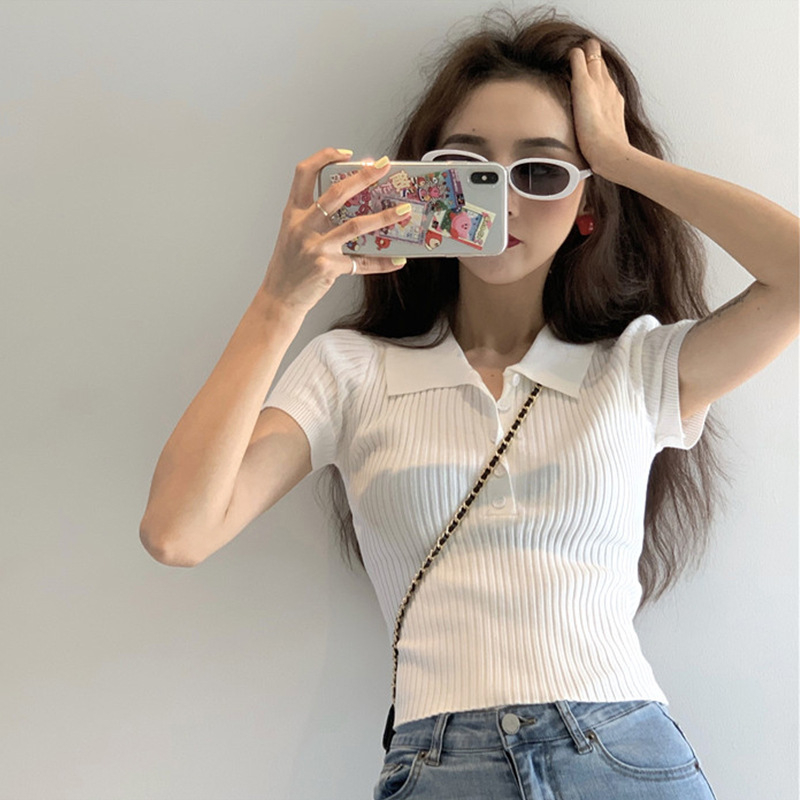 1193-as női nyári rövid ujjú, jég selyemből készült, kötött, rövid ujjú felső, vékony, népszerű póló, női, szuper meleg 2020-as új stílus