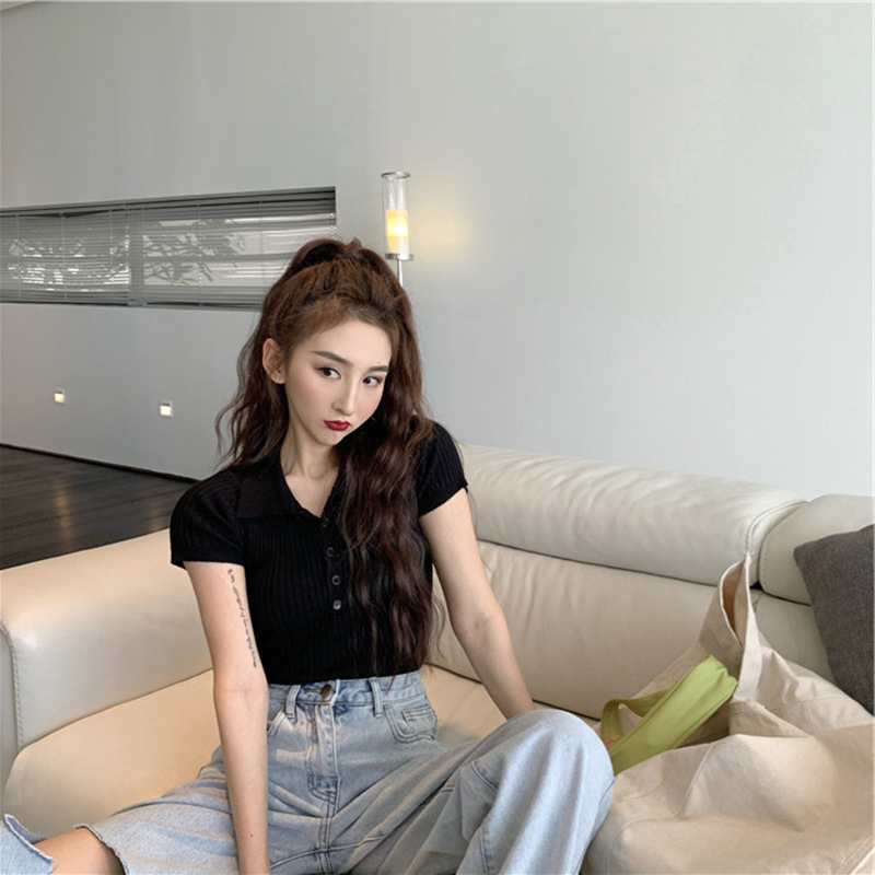 1193-as női nyári rövid ujjú, jég selyemből készült, kötött, rövid ujjú felső, vékony, népszerű póló, női, szuper meleg 2020-as új stílus