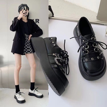35-42-es méret nagy méretű női cipők 41-es vastag lábú diák brit stílusú kis bőrcipők női tavaszi új vastag talpú egyenruha cipő