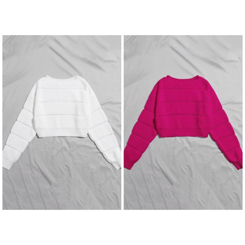 2022 tavaszi, őszi és téli kötött, kerek nyakú, dél-európai és amerikai elegáns ingázós, egyszínű, rövid, oversize stílusú, népszerű női pulóver