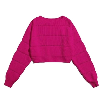 2022 tavaszi, őszi és téli kötött, kerek nyakú, dél-európai és amerikai elegáns ingázós, egyszínű, rövid, oversize stílusú, népszerű női pulóver