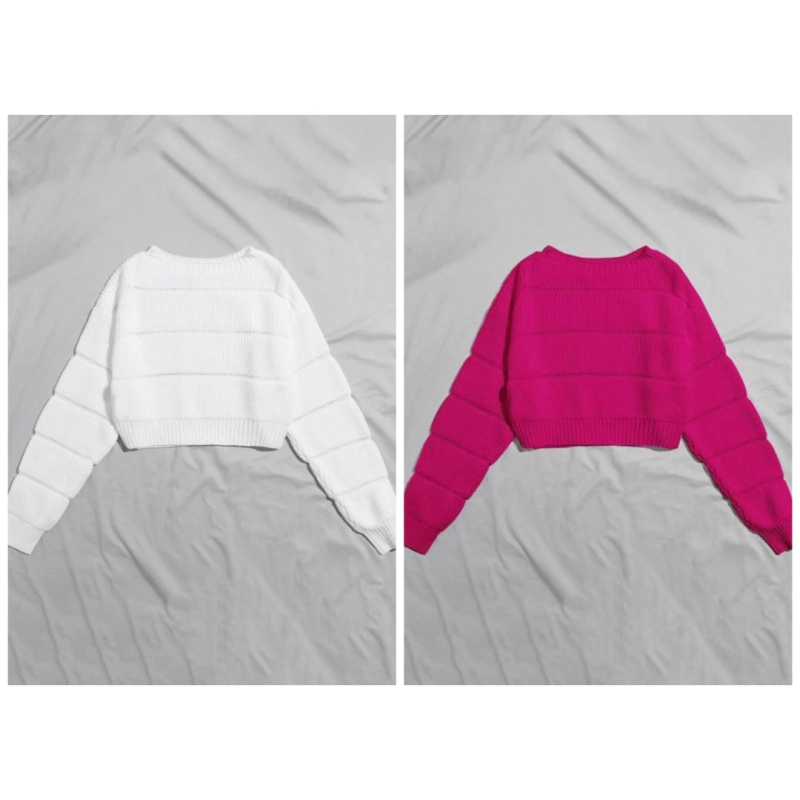 2022 tavaszi, őszi és téli kötött, kerek nyakú, dél-európai és amerikai elegáns ingázós, egyszínű, rövid, oversize stílusú, népszerű női pulóver