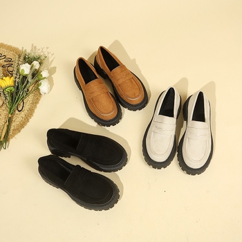24 Φθινοπωρινά Νέα Εξωτερικού Εμπορίου Γυναικεία Παπούτσια Μονής Επίστρωσης Μονόχρωμα Σουέτ Γυναικεία Παπούτσια Mary Jane με Χοντρή Σόλα Plus Size