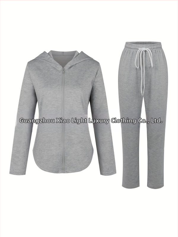 Európsky a americký obchodný ležérny voľný zips s kapucňou, ľahká bunda a nohavice (2 kusy)