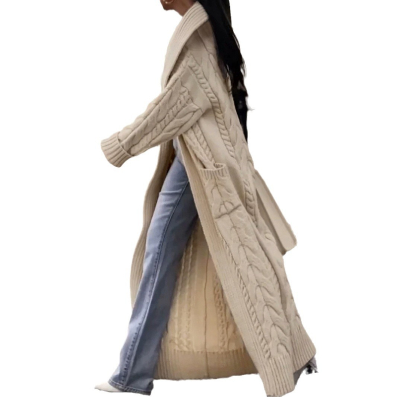 Külkereskedelem, határokon átnyúló Európa és az Egyesült Államok Amazon forrásból származó gyártók durva csavart nagy hajtókás hosszú kardigán pulóver kabát tavasz ősz tél