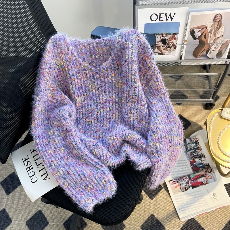 Γυναικείο Πουλόβερ ZZ Gentle Wind Color Point Lazy, Φθινόπωρο και Χειμώνας 2025, Νέο Στυλ, Ριχτό, Μαλακό, Κηρώδες Πουλόβερ Μπλούζα