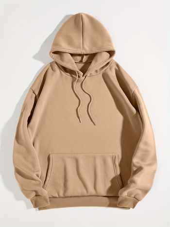 Egyszínű tunika kapucnis pulóverrel, lezser hosszú ujjú kenguruzsebbel