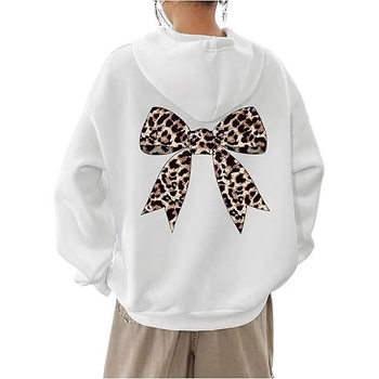 Дамски суитшърт с качулка и леопардов принт, ежедневен пуловер с дълъг ръкав