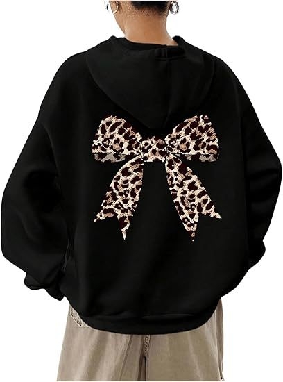 Női leopárdmintás kapucnis pulóver, lezser, hosszú ujjú, pulóver felső