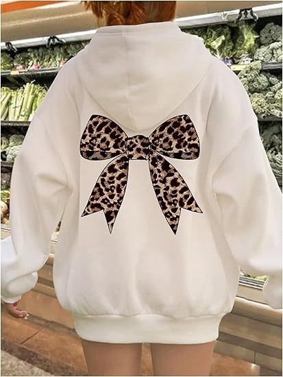 Női leopárdmintás kapucnis pulóver, lezser, hosszú ujjú, pulóver felső
