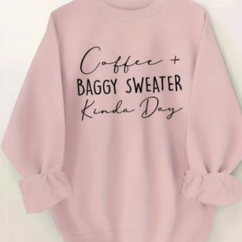 Angol betűk - Nyomott, kerek nyakú kapucnis pulóver - Laza vidámság - E