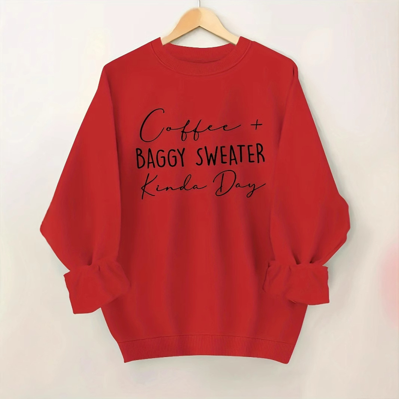 Angol betűk - Nyomott, kerek nyakú kapucnis pulóver - Laza vidámság - E