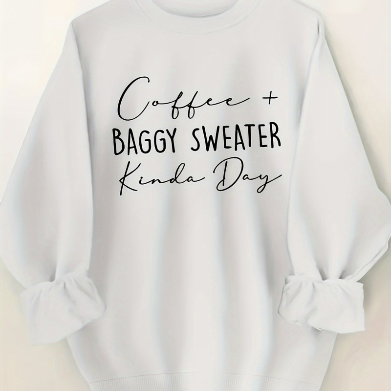 Angol betűk - Nyomott, kerek nyakú kapucnis pulóver - Laza vidámság - E