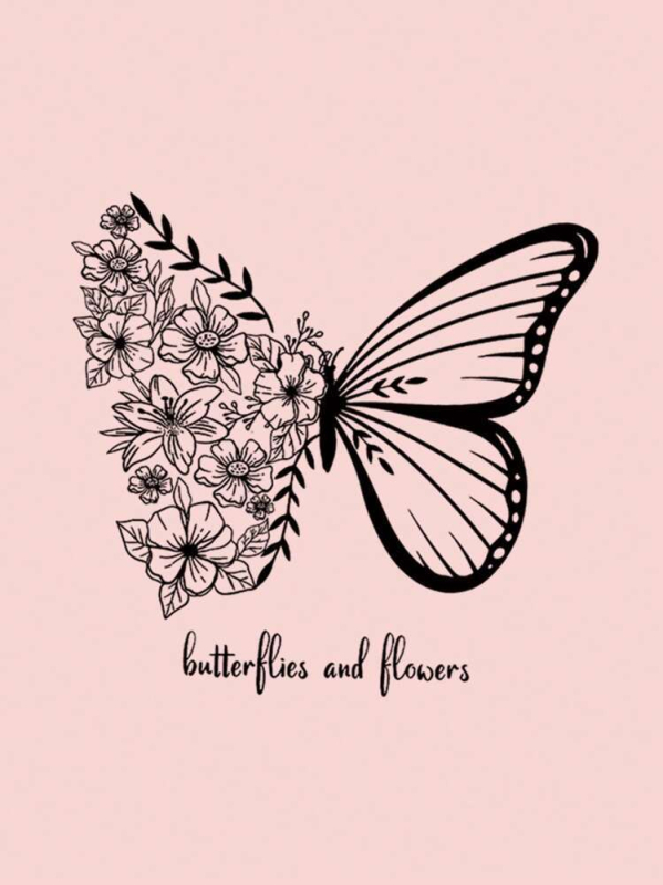 Pillangós és Szlogenes Grafikus Húzózsinóros Bélelt Termo Kapucnis Pulóver