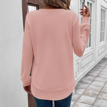 Női ruházat határokon átnyúló Amazon temu2024 őszi és téli új kerek nyakú hosszú ujjú ívelt szegélyű divatos lezser