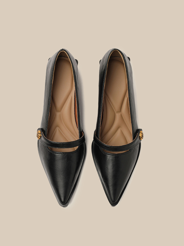 Gyári raktáron Magassarkú Női Egy Szavas Kamélia Csat Hegyes Elegáns Tündér Vastag Sarkú Mary Jane Cipő Plus Size