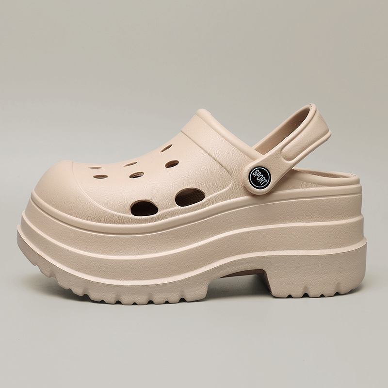 Női vastag talpú, lyukas cipők, nyári divatos kültéri strandcipők, kis sarkú szandálok