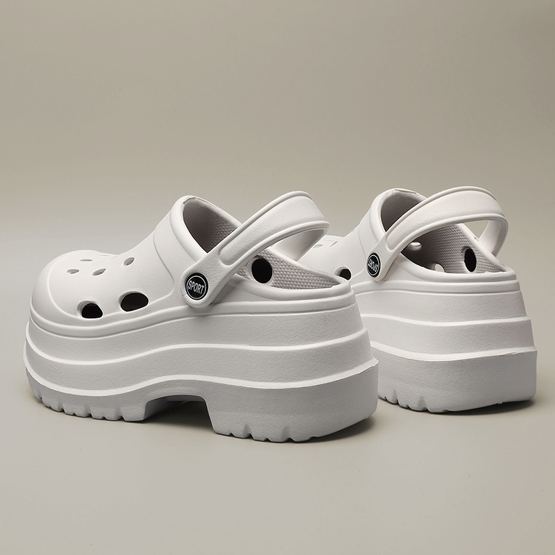 Női vastag talpú, lyukas cipők, nyári divatos kültéri strandcipők, kis sarkú szandálok