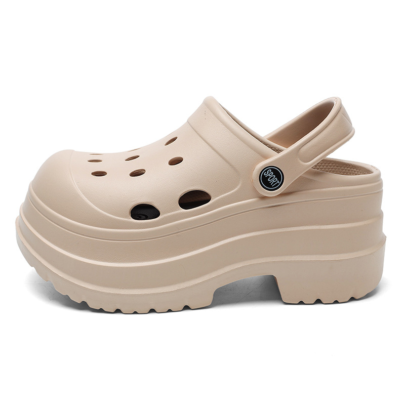 Női vastag talpú, lyukas cipők, nyári divatos kültéri strandcipők, kis sarkú szandálok