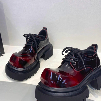 Sokoldalú, új Fortune cipő, vastag talpú, nagy orrú, 2025-ös új tavaszi cipő, bőrcipők, retró, lakkbőr, polírozott, kis bőrcipők