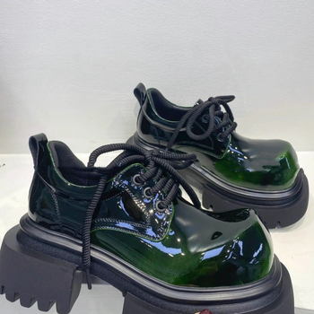 Sokoldalú, új Fortune cipő, vastag talpú, nagy orrú, 2025-ös új tavaszi cipő, bőrcipők, retró, lakkbőr, polírozott, kis bőrcipők