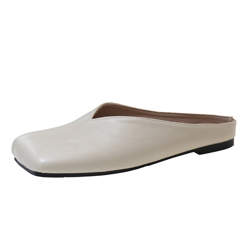 Francia stílusú Chanel stílusú Baotou félpapucs, női cipők, külső viselet, 2025-ös nyári külső viselet, lapos talpú, szögletes Mueller szandál