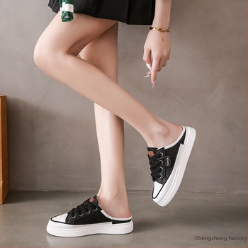 Παντόφλες Baotou μισές για μεγάλα μεγέθη, μέγεθος 41 έως 43, φοιτήτριες, αθλητικές, αθλητικές, με μισά τακούνια, σλιπ-ον, lazy παπούτσια, Mira Chengsheng