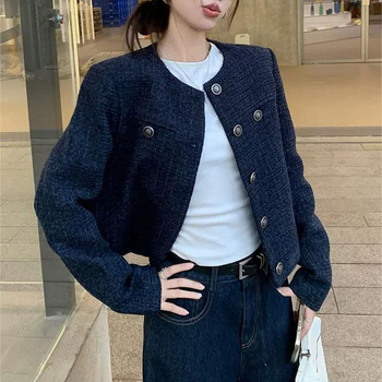 Chanel stílusú kabát női őszi vintage francia őszi és téli új, karcsúsított, karcsúsító stílusú texturált rövid kabát felső