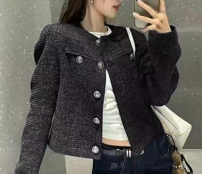 Chanel stílusú kabát női őszi vintage francia őszi és téli új, karcsúsított, karcsúsító stílusú texturált rövid kabát felső