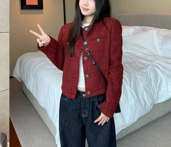 Chanel stílusú kabát női őszi vintage francia őszi és téli új, karcsúsított, karcsúsító stílusú texturált rövid kabát felső