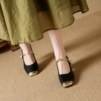 Ψηλοτάκουνη φούστα με δερμάτινο τακούνι 2025 με γαλλικό ρετρό φθινόπωρο παπούτσια με τετράγωνη μύτη, παπούτσια Mary Jane, κομψά γυναικεία παπούτσια All-match