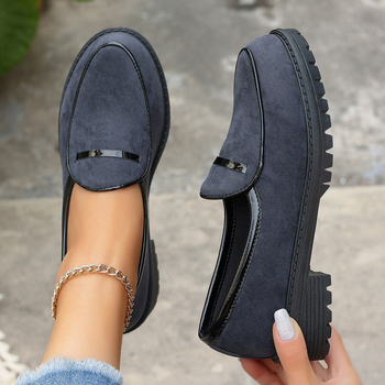 Άνοιξη και Φθινόπωρο 2025 Νέο Στυλ Στρογγυλή Μύτη με Μεσαίο Τακούνι και Χοντρό Τακούνι, Γυναικεία Παπούτσια Κορεάτικου Στυλ Καθημερινά Slip-On Μεγάλο Μέγεθος Μοντέρνα Γυναικεία Παπούτσια Εξωτερικού Εμπορίου