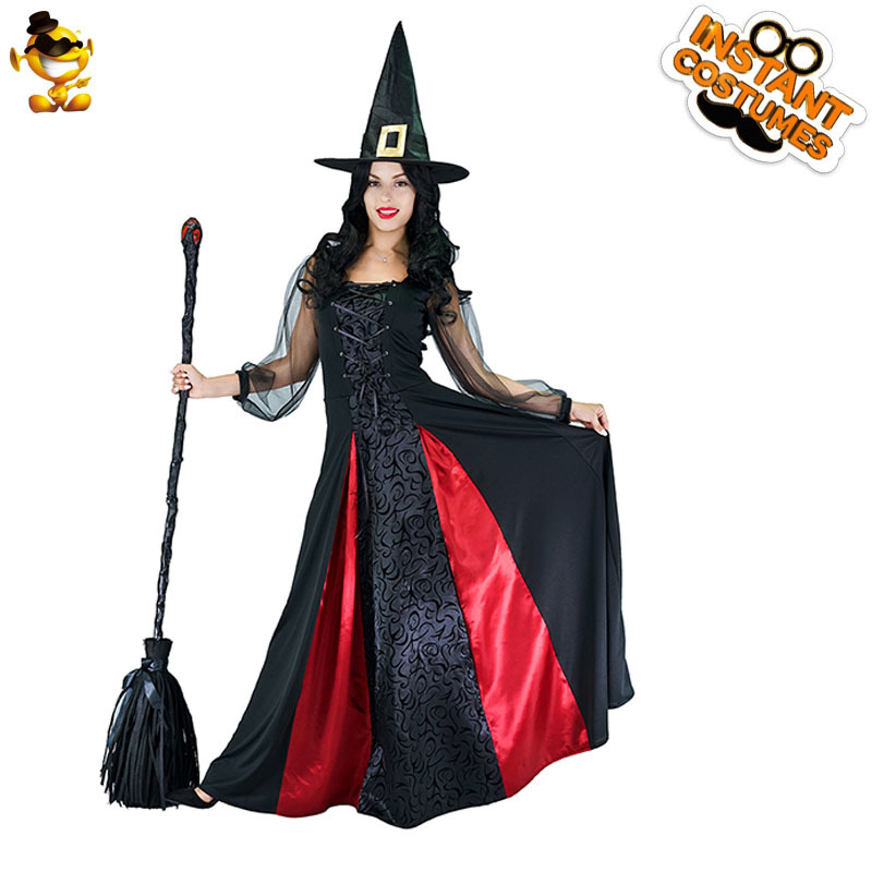 Pieaugušu sieviešu Helovīna cosplay raganas kostīms elegants raganas kostīms skatuves šova kostīms