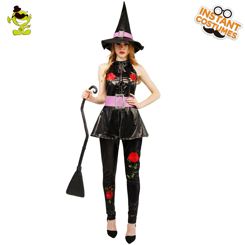 Täiskasvanud naissoost Halloweeni cosplay nõia kostüüm elegantne nõia kostüüm lavaetenduse kostüüm