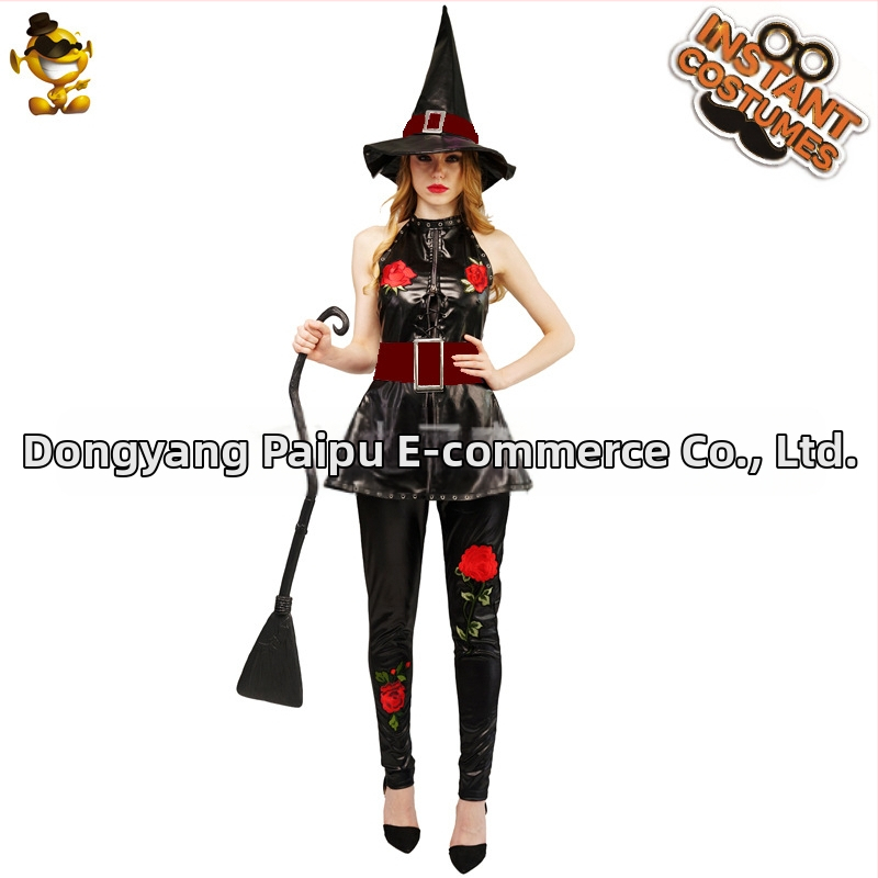 Täiskasvanud naissoost Halloweeni cosplay nõia kostüüm elegantne nõia kostüüm lavaetenduse kostüüm