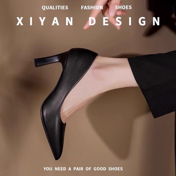 Magassarkú Női Cipők Etikett Puha Talpú Fáradt Lábujjak Repülő Utasok Ingázók Francia Egyszínű Cipők Elegáns Fekete Professzionális Nem Fáradt Lábujjlenyomatú Munkacipő