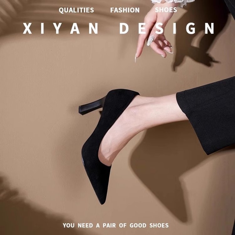 Magassarkú Női Cipők Etikett Puha Talpú Fáradt Lábujjak Repülő Utasok Ingázók Francia Egyszínű Cipők Elegáns Fekete Professzionális Nem Fáradt Lábujjlenyomatú Munkacipő