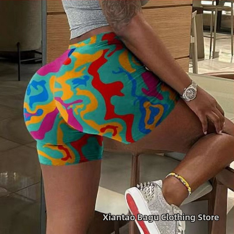 Európai és amerikai külkereskedelmi határokon átnyúló független állomás új, rugalmas derékú, divatos, nyomtatott, rövidnadrág nőknek, többszínű