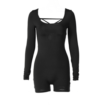 Határokon átnyúló export Aliexpress 2024 európai és amerikai szexi hosszú ujjú, U-nyakú, megkötős, hát nélküli, feszes, fenékemelő jóga overál