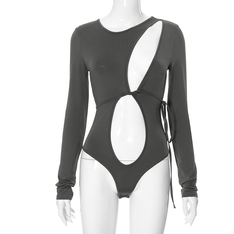 Φθινόπωρο 2024 Νέο Στυλ Εξατομικευμένης Ολόσωμης Φόρμας με Γλυκό και Πικάντικο Σχέδιο σε Μονόχρωμο, Κοίλο Στήθος και Δαντέλα, Μακρυμάνικη Ολόσωμη Φόρμα με Στενή Εφαρμογή, Μικρή και Μακρυμάνικη, με Σχέδιο στον Αφαλό και Κοίλο Στήθος